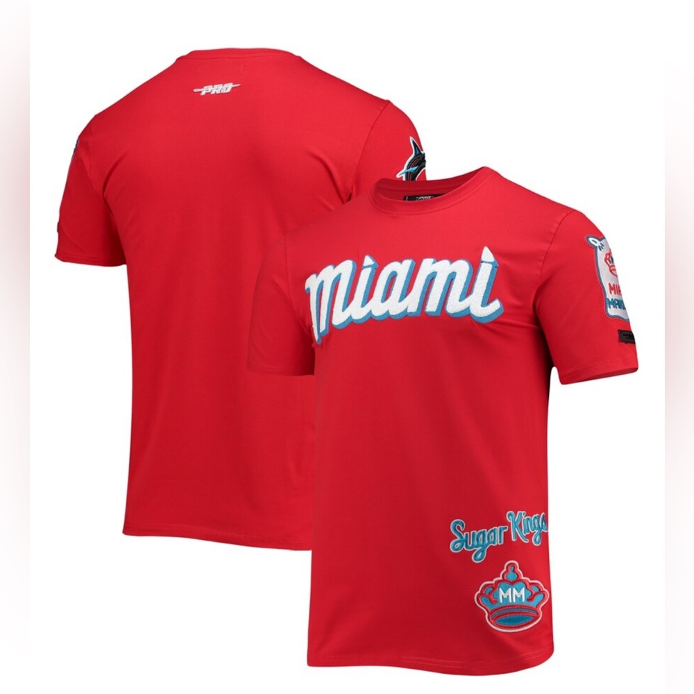 Men's Miami Marlins Red City Edition T-Shirt, Size Large
